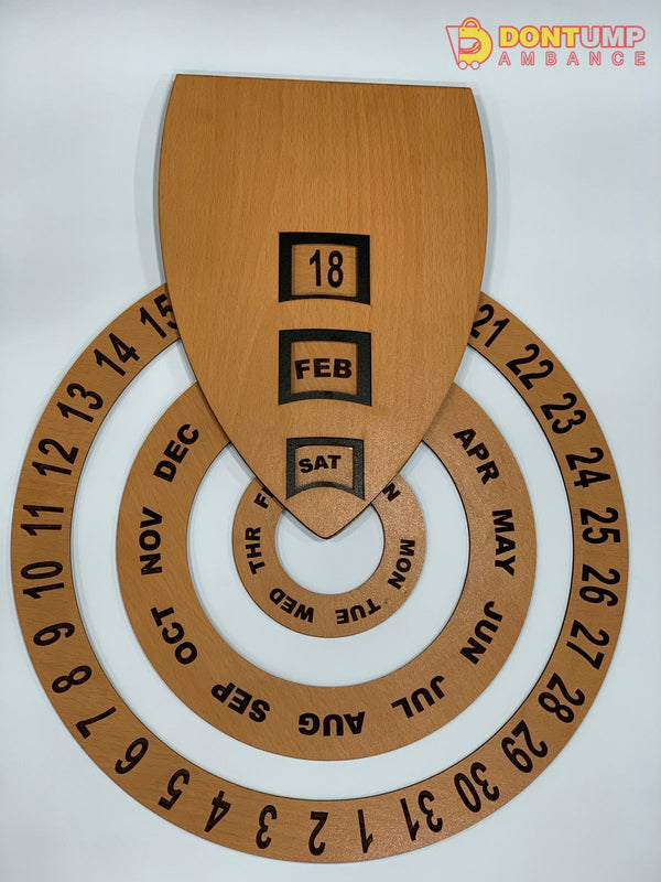 Circular Rotary Wooden Calendar