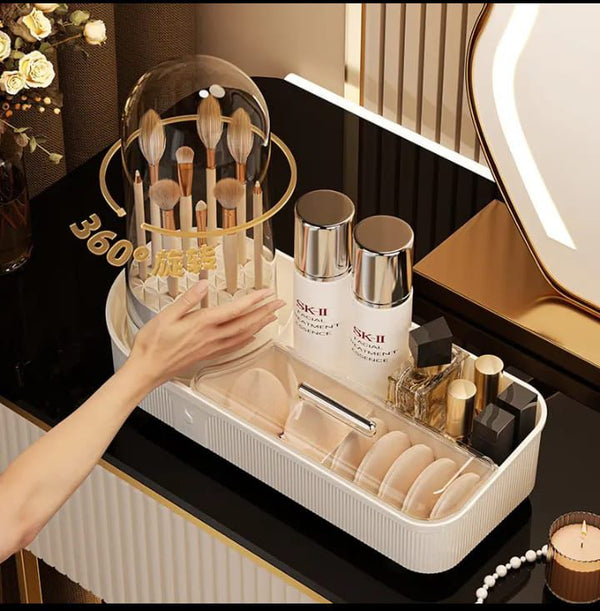 Rotating Make-Up Organizer Standing Tabletop Cosmetic Box