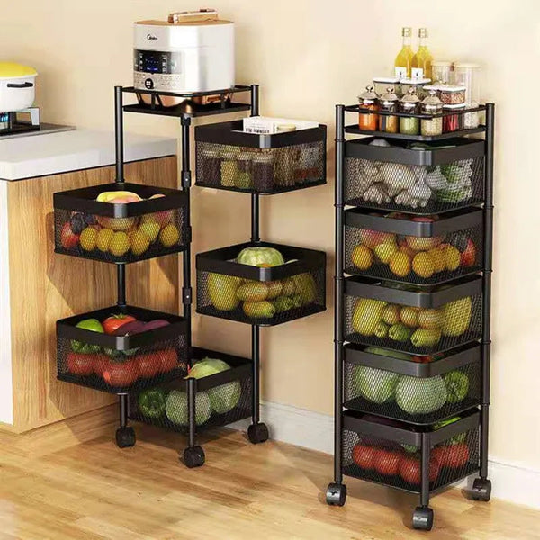 ROTATEABLE SQAURE KITCHEN STORAGE TROLLY