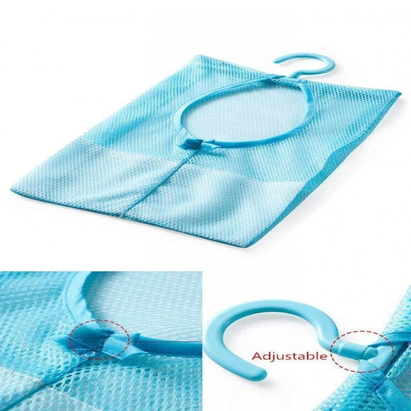 “Multi-Color Hanging Mesh Shower Organizer Bags – Bathroom Storage for Toiletries & Accessories”