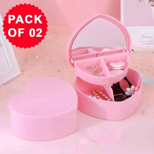 PACK OF 2 New Heart Shape Jewelry Storage Box  ( Random Colours )