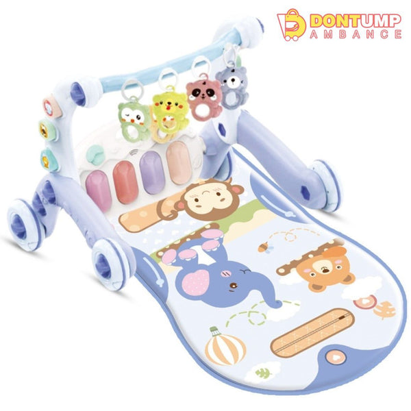 Joyous 2 in 1 Baby Musical Piano Play Mat With Push Walker Light Blue