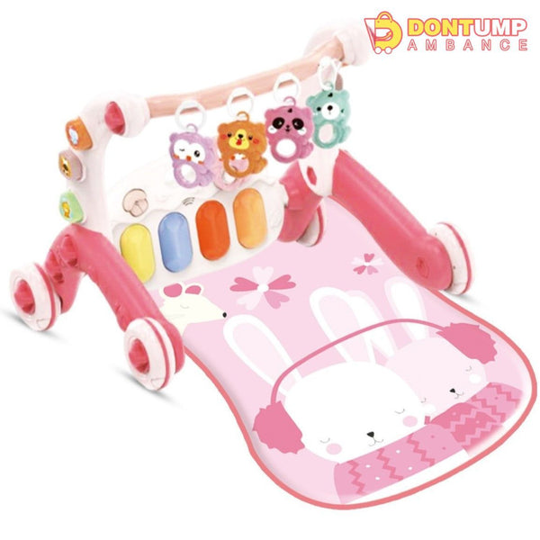Joyous 2 in 1 Baby Musical Piano Play Mat With Push Walker Light Pink