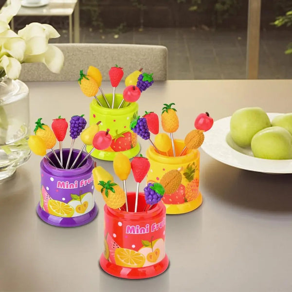 6 PIECES PATTERN FRUITS FORK