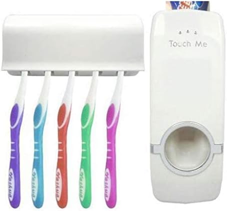 Automatic Toothpaste Dispenser & 5-Slot Toothbrush Holder Combo