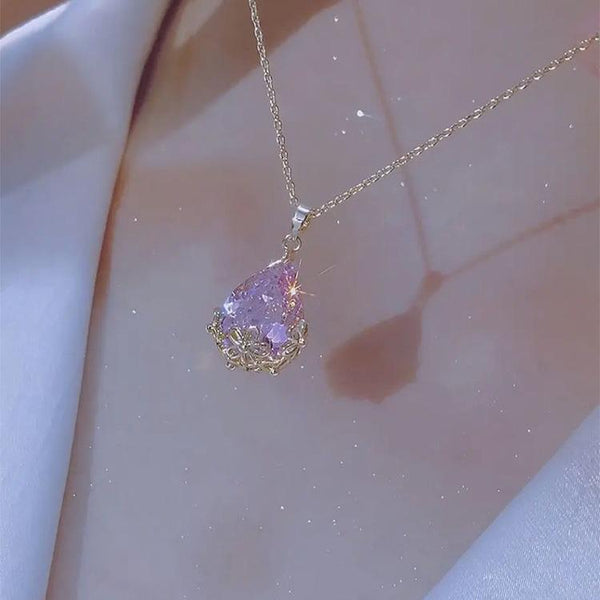 Gold Plated Stainless Steel Teardrop Pendant Necklace