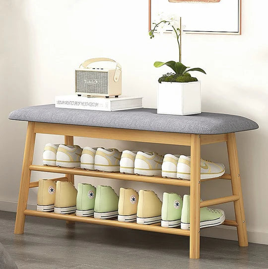 Wooden Shoe Rack With Iron Stand