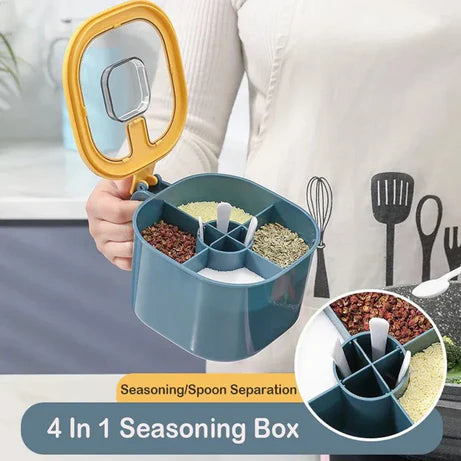 Pack of 2 4-in-1 Partition Kitchen Seasoning Boxes – Spice Storage Set