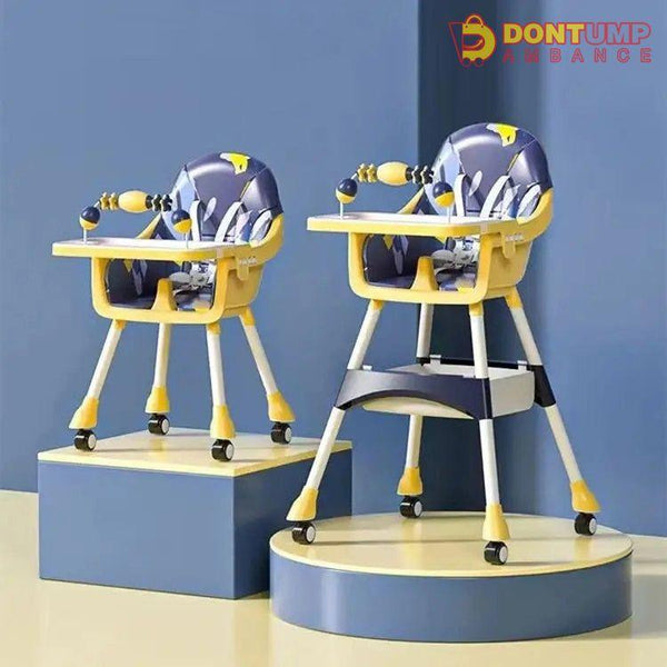 Infantes 4 in 1 Baby High Chair Foldable With Adjustable Legs Feeding Tray - Blue