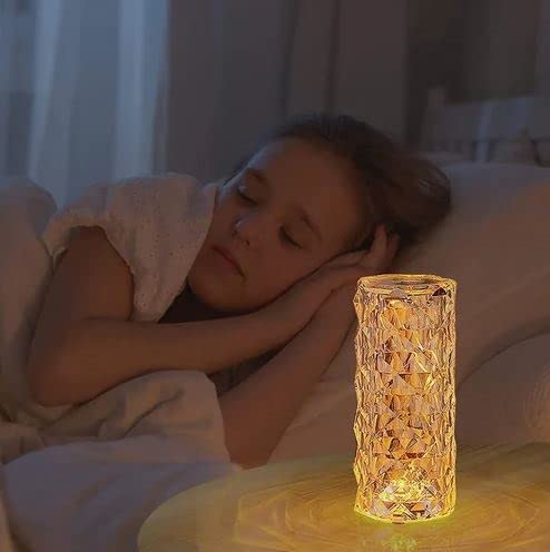 “Crystal Table Lamp with Remote Control – 16 Color Changing LED Touch Lamp with Dimmable Brightness & Modes”