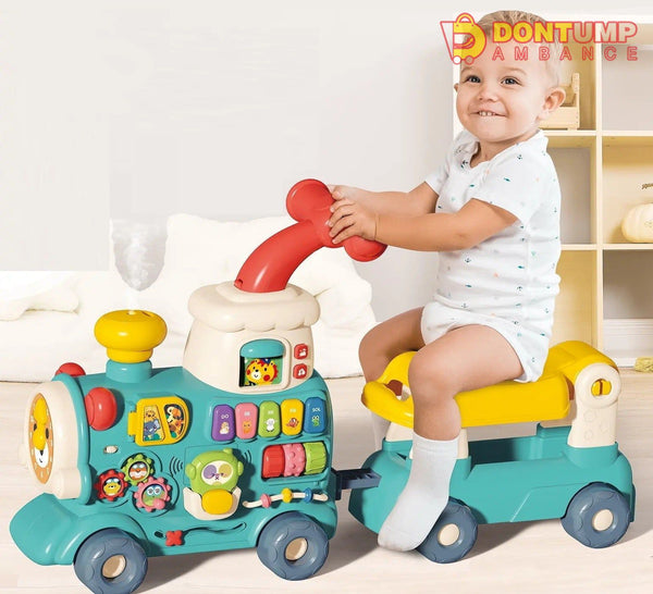 5 In 1 Multifunctional Ride On Train Walker Steam Train With Wheels And Seat