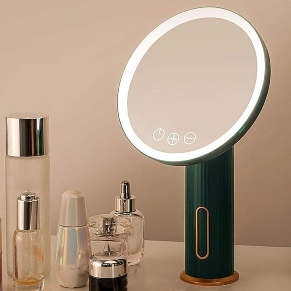 Led mirror with back side led for table lamp