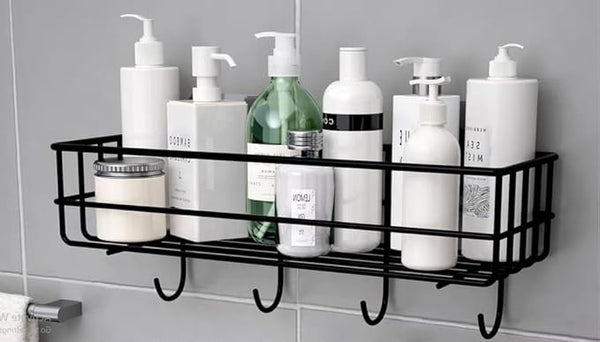 Self-adhesive Iron Wall Shelf With Hook