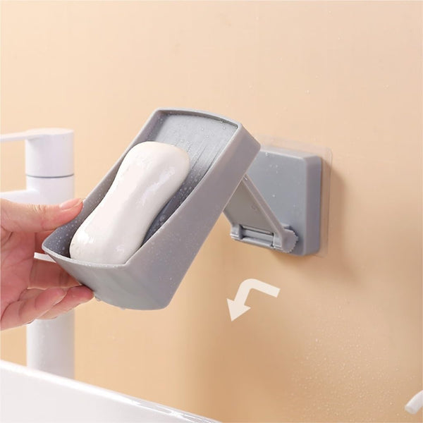 Wall-Mounted Slanted Self-Draining Soap Dish (Highlights the unique draining design)