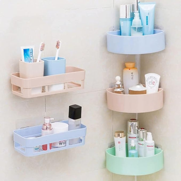 Multi-Color Wall Mounted Bathroom Storage Racks – Corner Shelf Organizer for Toiletries & Essentials”