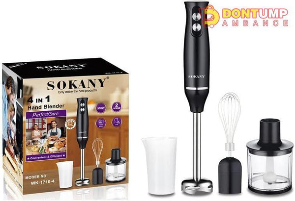 ALMEKAQUZ 4 In 1 Immersion Hand Blender, 500W Electric Blender Handheld, Stick Mixer with Trigger Control Grip, Emulsion Blenders for Kitchen Soup, Mayo, Smoothie and Baby Food with Chopper, Whisk