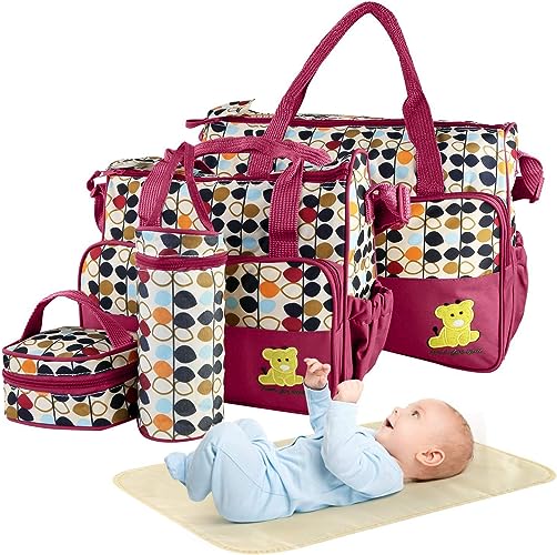 4 PCS Diaper Bag Set Red