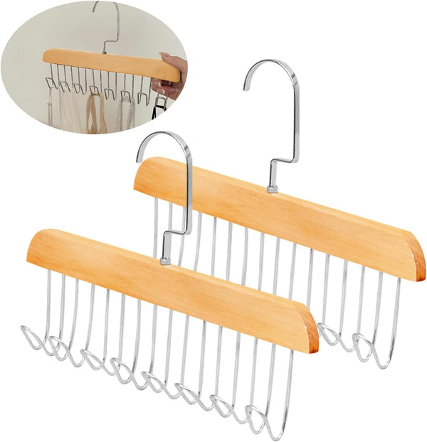 PACK OF 2 Multifunctional Solid Wood Clothes Hanger