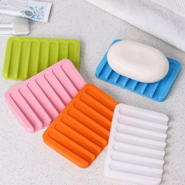Flexible Silicone Soap Dish with Self-Draining Grate