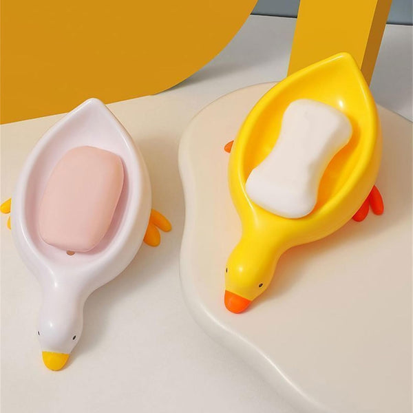 Cute Duck-Shaped Self-Draining Soap Dish (Highlights both design and function)