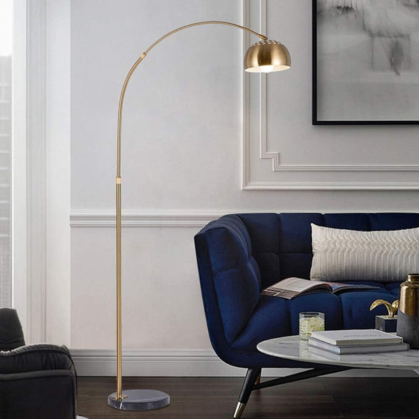 Modern Golden Arc Floor Lamp with Round Base