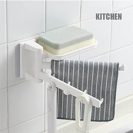 Creative Rotating Soap Dish Hook Storage Rack Wash Cloth Rag Hook