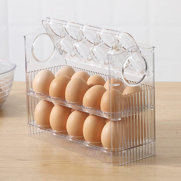 "Acrylic Space-Saving Egg Holder with Gravity Feed"