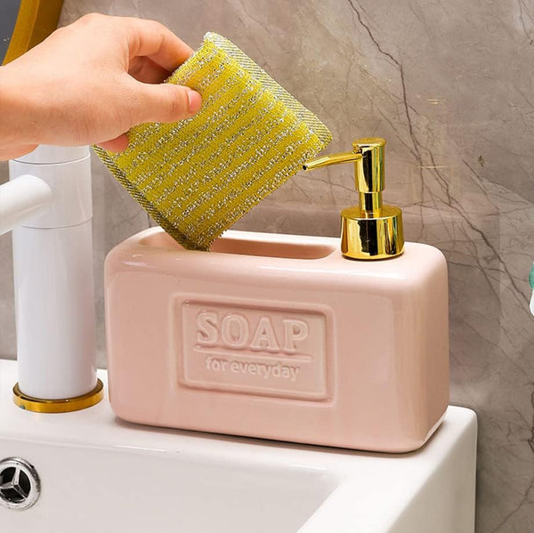 Ceramic Soap Dispenser and Sponge Holder Caddy