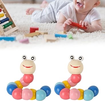 Wooden Twisting Caterpillar Twistable Worm Toy For Baby Infant Toddler