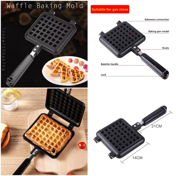 Stove Top Iron Waffle Maker,Deep Fill Non-Stick