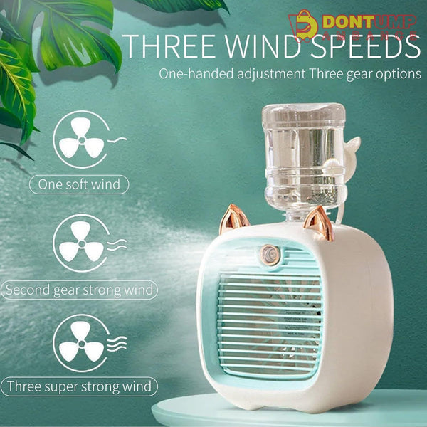 Small Desk Fan, Mini Rechargeable Evaporative Air Cooler, Mini Air Conditioning Fan, USB Fan and Humidifier for Home Office Bedroom