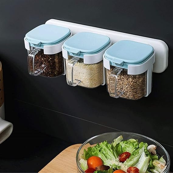 PACK OF 2  1Pc Wall Mount Seasoning Container