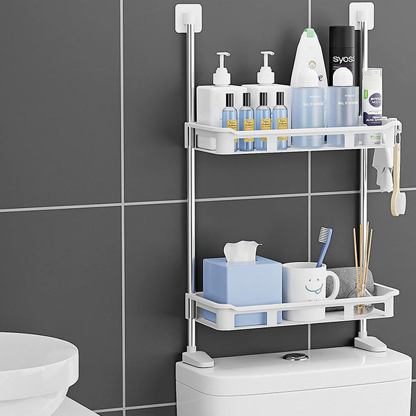 2-Tier Over-the-Toilet Storage Rack with Adhesive Mount