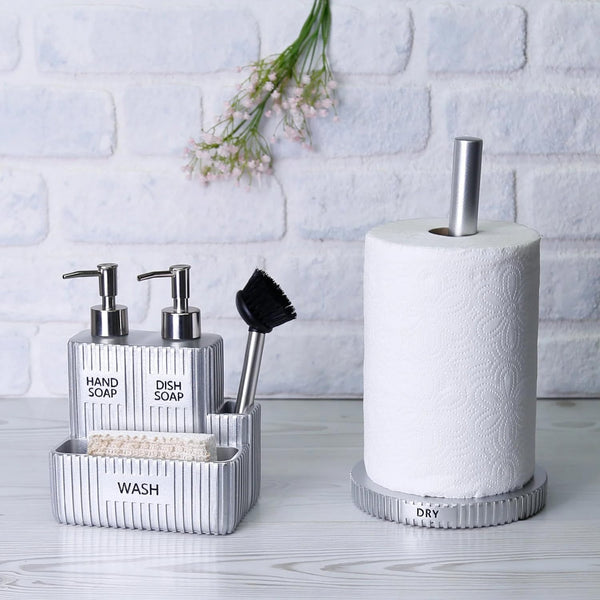 Dual Chamber Soap Dispenser with Sponge Caddy (2-in-1)