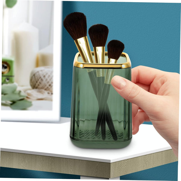Luxury Green and Gold Makeup Brush Travel Holder
