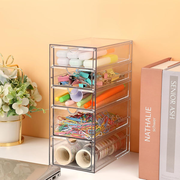 4-Drawer Clear Acrylic Makeup Organizer and Storage Box