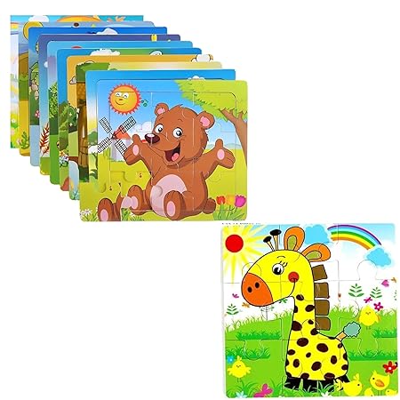 PACK OF 2   16pcs 3D Colorful Wooden Puzzle Set