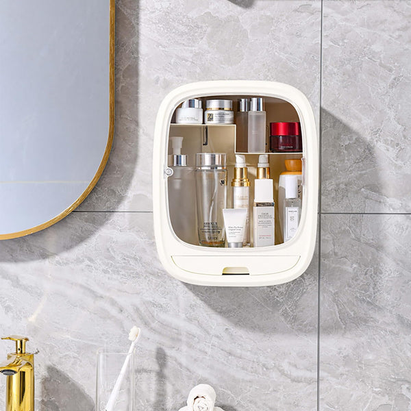 “Wall Mounted Bathroom Storage Cabinet – Waterproof Organizer Box for Toiletries & Cosmetics with Clear Door”