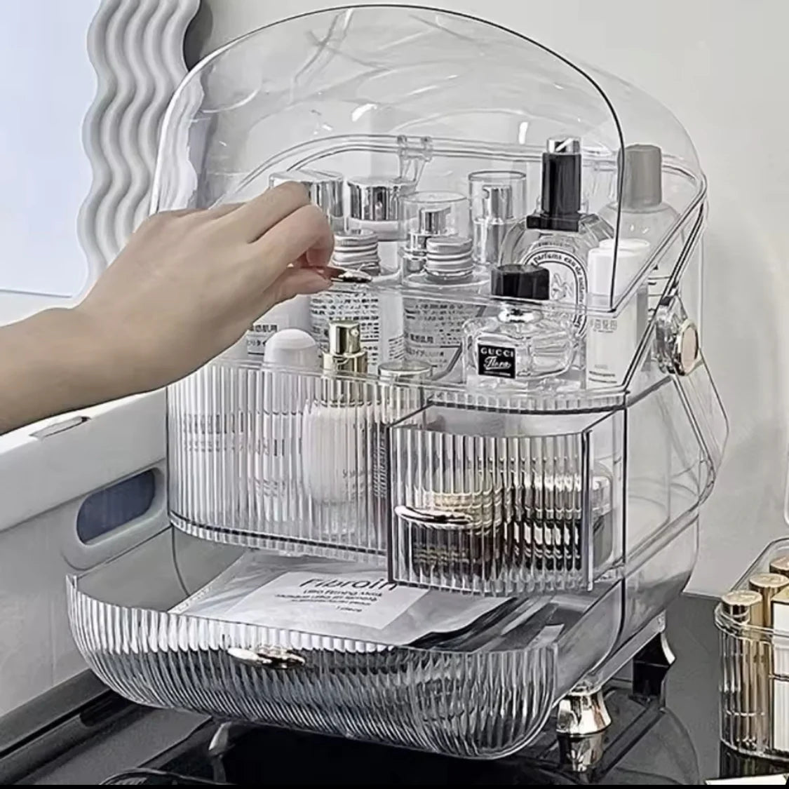Elegant Clear Resin Makeup Storage Box