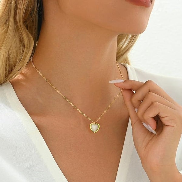 Delicate Mother-of-Pearl Heart Necklace