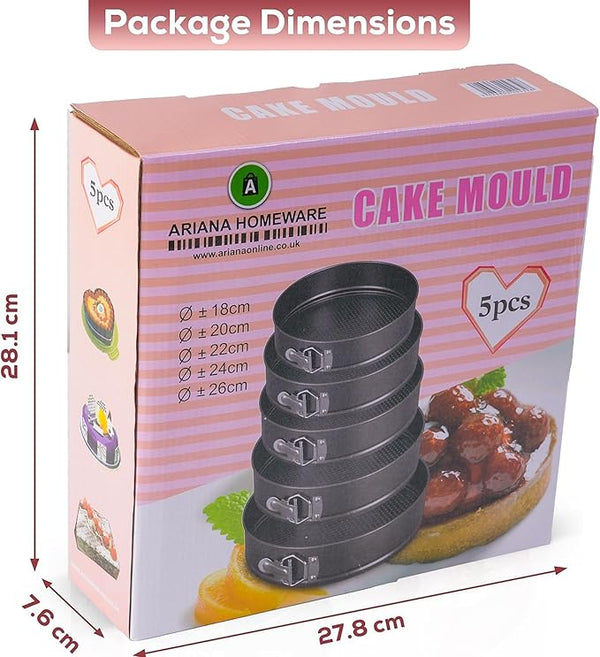 Set of 5 Round Cake Molds with Removable Pants and Metal