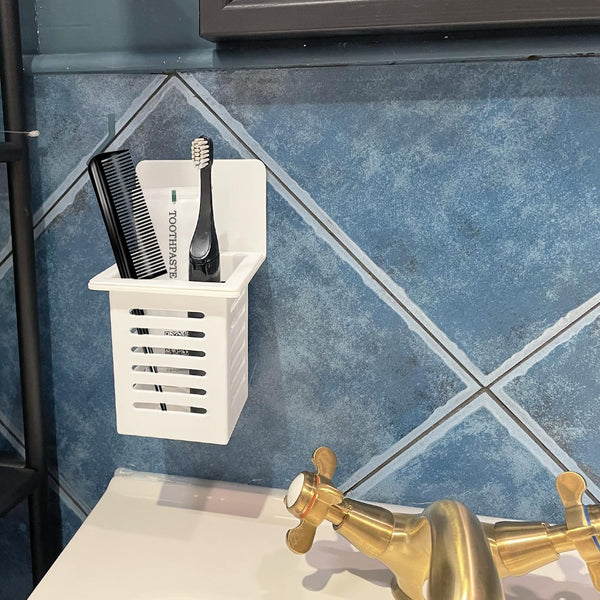 Wall-Mounted Toothbrush and Toothpaste Holder with Drainage