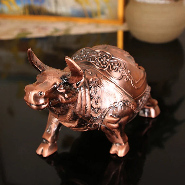 Bull Statue Retro Windproof Ashtray