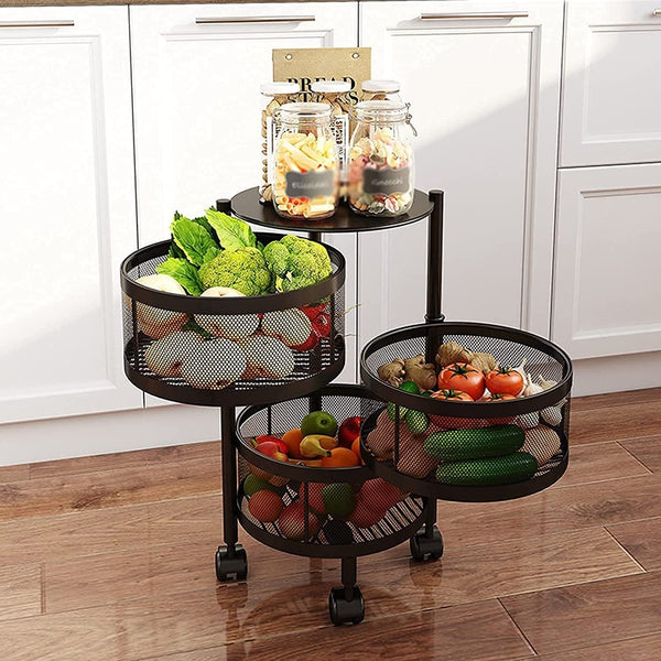 Rotating Round Kitchen Storage Trolly