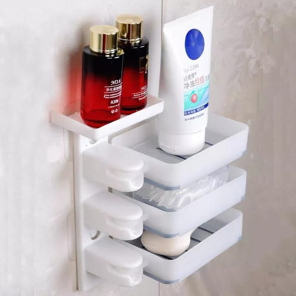 3 Layer Soap Box Dish Rotating Self-Adhesive