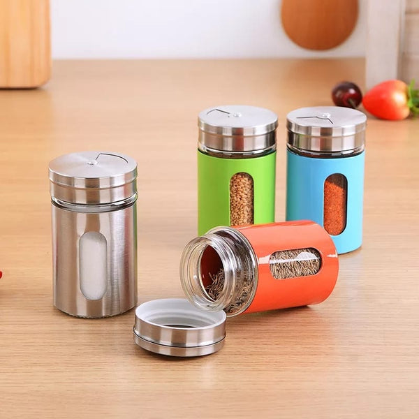 Stainless Steel Spice Jar With Rotate Cover