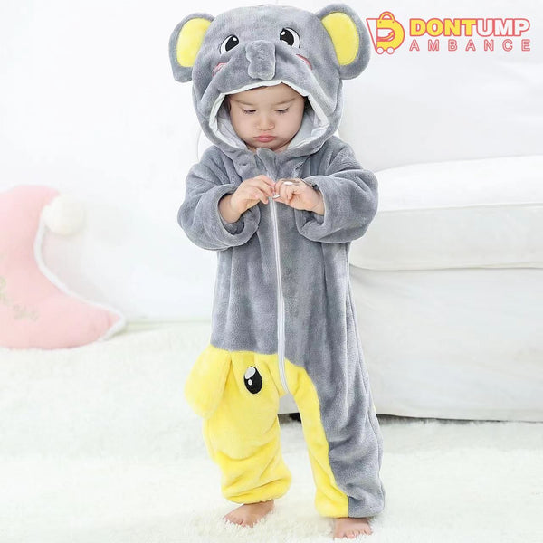 Animal Soft Fleece Costume Jumpsuit Elephant