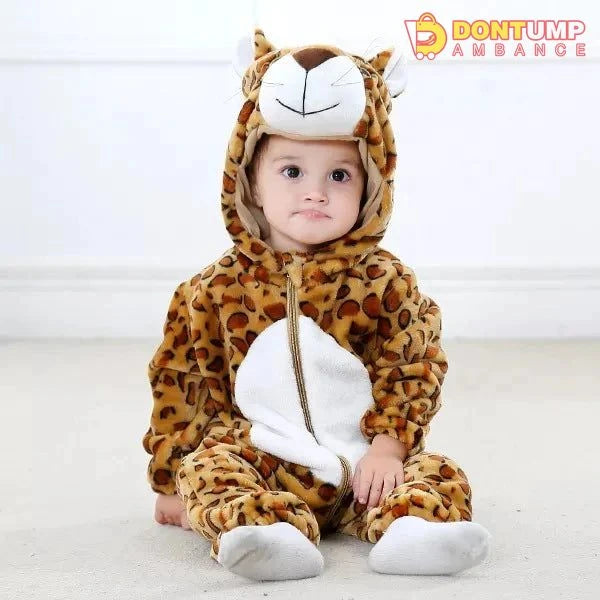 Animal Soft Fleece Costume Jumpsuit Leopard