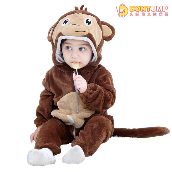 Animal Soft fleece Costume Jumpsuit Monkey