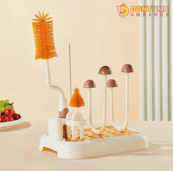 Baby Bottle Drying Stand Include Brushes